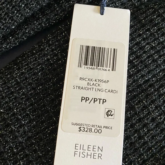 Eileen Fisher Merino Sparkle Long Cardigan Black Size PP NWT - Picture 8 of 9